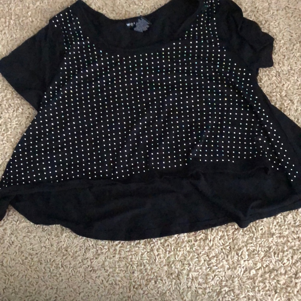 Black shirt with rhinestones